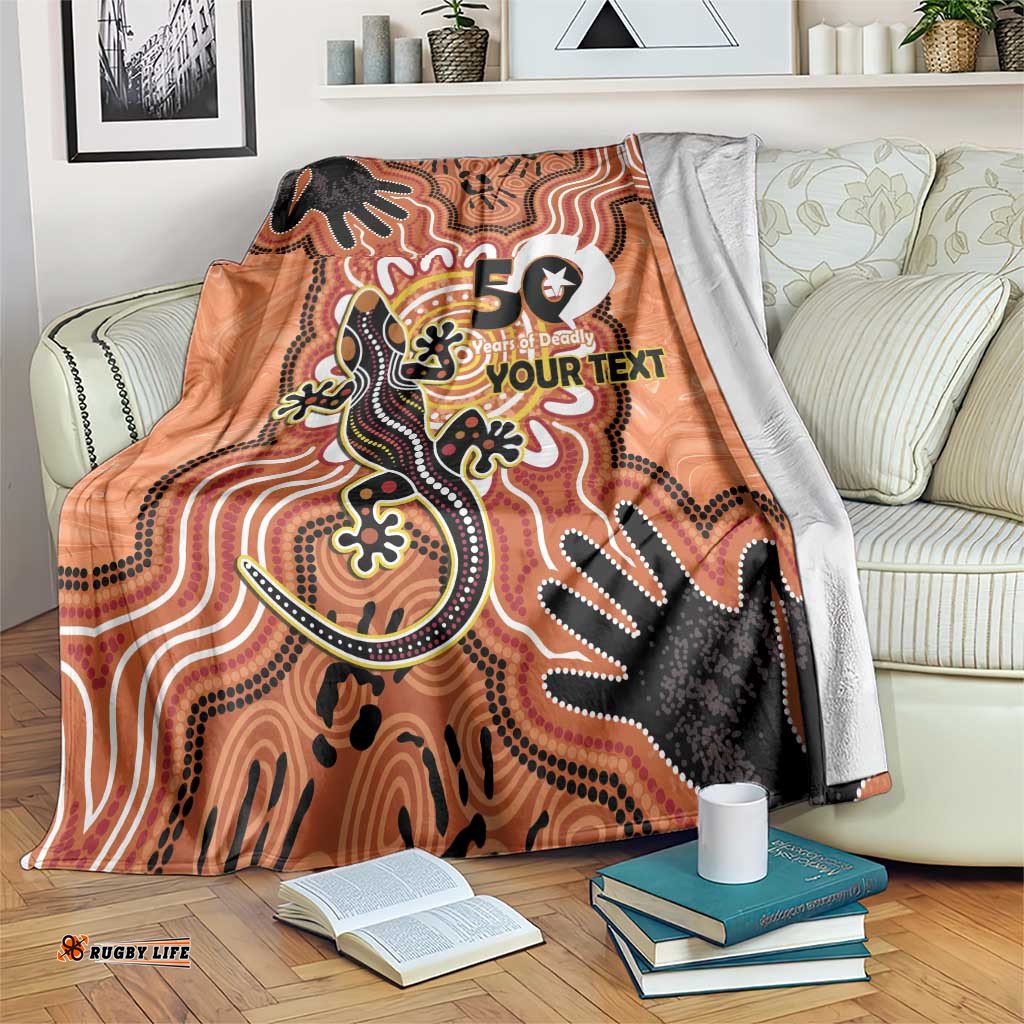 Personalised Australia Lizard NAIDOC Week 2026 Blanket 50 Years of Deadly Aboriginal Art LT14