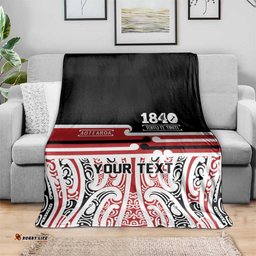 Personalised Toitu Te Tiriti Aotearoa 1840 Blanket Red Kowhaiwhai Puhoro LT9
