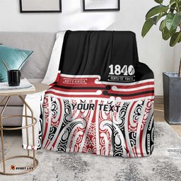 Personalised Toitu Te Tiriti Aotearoa 1840 Blanket Red Kowhaiwhai Puhoro LT9