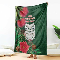 Maori Wheku Meri Kirihimete Personalised Blanket All Green Indigenous Maori Motif LT9