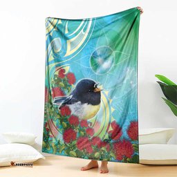 New Zealand Tomtit Blanket Maori Koru With Pohutukawa Galaxy Style LT05