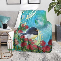 New Zealand Tomtit Blanket Maori Koru With Pohutukawa Galaxy Style LT05