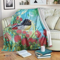 New Zealand Tomtit Blanket Maori Koru With Pohutukawa Galaxy Style LT05
