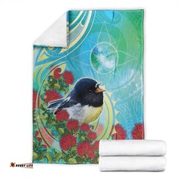 New Zealand Tomtit Blanket Maori Koru With Pohutukawa Galaxy Style LT05