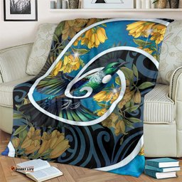 New Zealand Tui Bird Blanket Maori Koru With Kowhai Flowers LT05