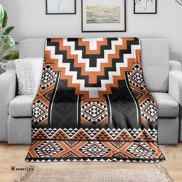 Orange Taniko Pattern Aotearoa Blanket Niho Taniwha Mix Poutama LT14