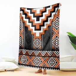 Orange Taniko Pattern Aotearoa Blanket Niho Taniwha Mix Poutama LT14
