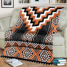 Orange Taniko Pattern Aotearoa Blanket Niho Taniwha Mix Poutama LT14