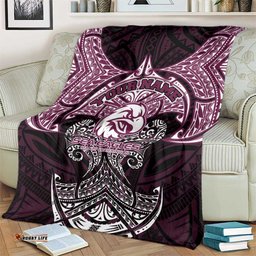 Personalized Manly Warringah Sea Eagles Blanket Polynesian Tribal Pattern Style TS04