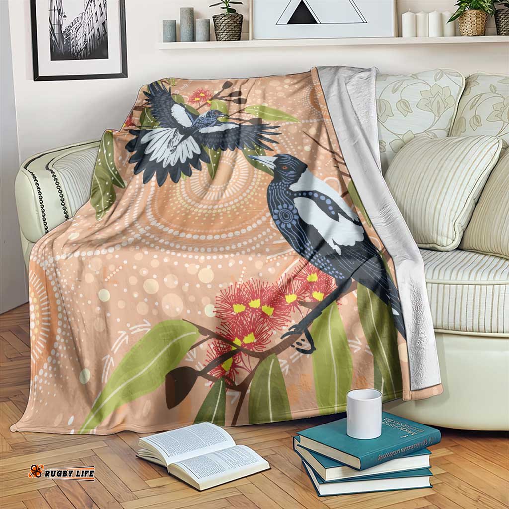 Magpies On Eucalyptus Australia Aboriginal Blanket LT7