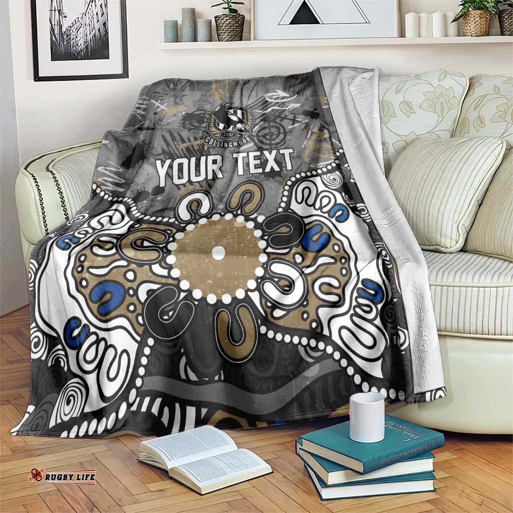 Personalized Collingwood Magpies Blanket Aboriginal Dot Painting Graffiti Style TS04