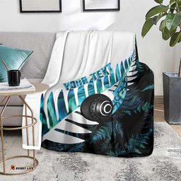 New Zealand Lawn Bowls Custom Blanket Aotearoa Silver Fern Paua Shell LT14