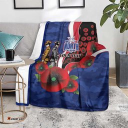 North Kangaroos ANZAC Personalised Blanket Lest We Forget Poppy Camo LT9