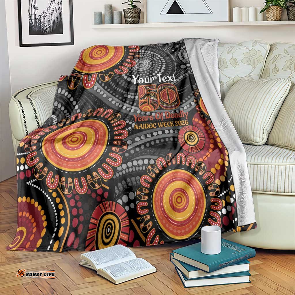 NAIDOC Week 50 Years Deadly Personalised Blanket Aboriginal Art LT14