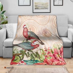 Merry Christmas Aussie Aboriginal Blanket Rosebreasted Cockatoo Pastel LT7