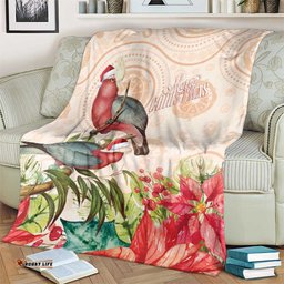 Merry Christmas Aussie Aboriginal Blanket Rosebreasted Cockatoo Pastel LT7