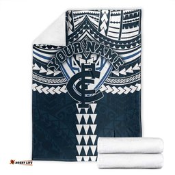 Personalized Carlton Blues Blanket Polynesian Tribal Pattern Heritage Football TS04