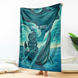 Personalised New Zealand Waitangi Day Blanket Hei Tiki With Maori Waka - Whakarare Pattern LT14