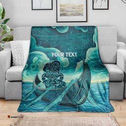 Personalised New Zealand Waitangi Day Blanket Hei Tiki With Maori Waka - Whakarare Pattern LT14