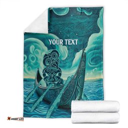 Personalised New Zealand Waitangi Day Blanket Hei Tiki With Maori Waka - Whakarare Pattern LT14