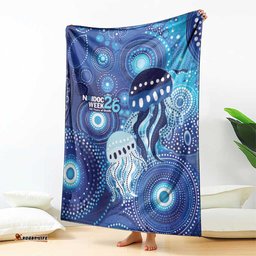 NAIDOC Deadly 50 Years Blanket Jellyfish Aboriginal Culture Inspired Blue LT9