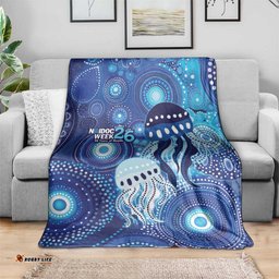NAIDOC Deadly 50 Years Blanket Jellyfish Aboriginal Culture Inspired Blue LT9