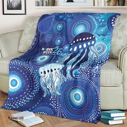 NAIDOC Deadly 50 Years Blanket Jellyfish Aboriginal Culture Inspired Blue LT9