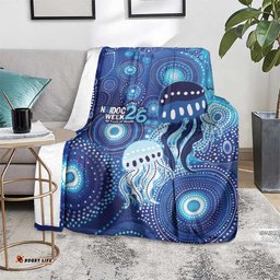 NAIDOC Deadly 50 Years Blanket Jellyfish Aboriginal Culture Inspired Blue LT9