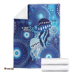 NAIDOC Deadly 50 Years Blanket Jellyfish Aboriginal Culture Inspired Blue LT9
