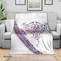 Mawhero Paua shell Kowhaiwhai Taniko Personalised Blanket Manta Ray Shark-Turtle Maori Tribal Style LT9