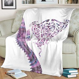 Mawhero Paua shell Kowhaiwhai Taniko Personalised Blanket Manta Ray Shark-Turtle Maori Tribal Style LT9