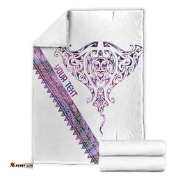Mawhero Paua shell Kowhaiwhai Taniko Personalised Blanket Manta Ray Shark-Turtle Maori Tribal Style LT9
