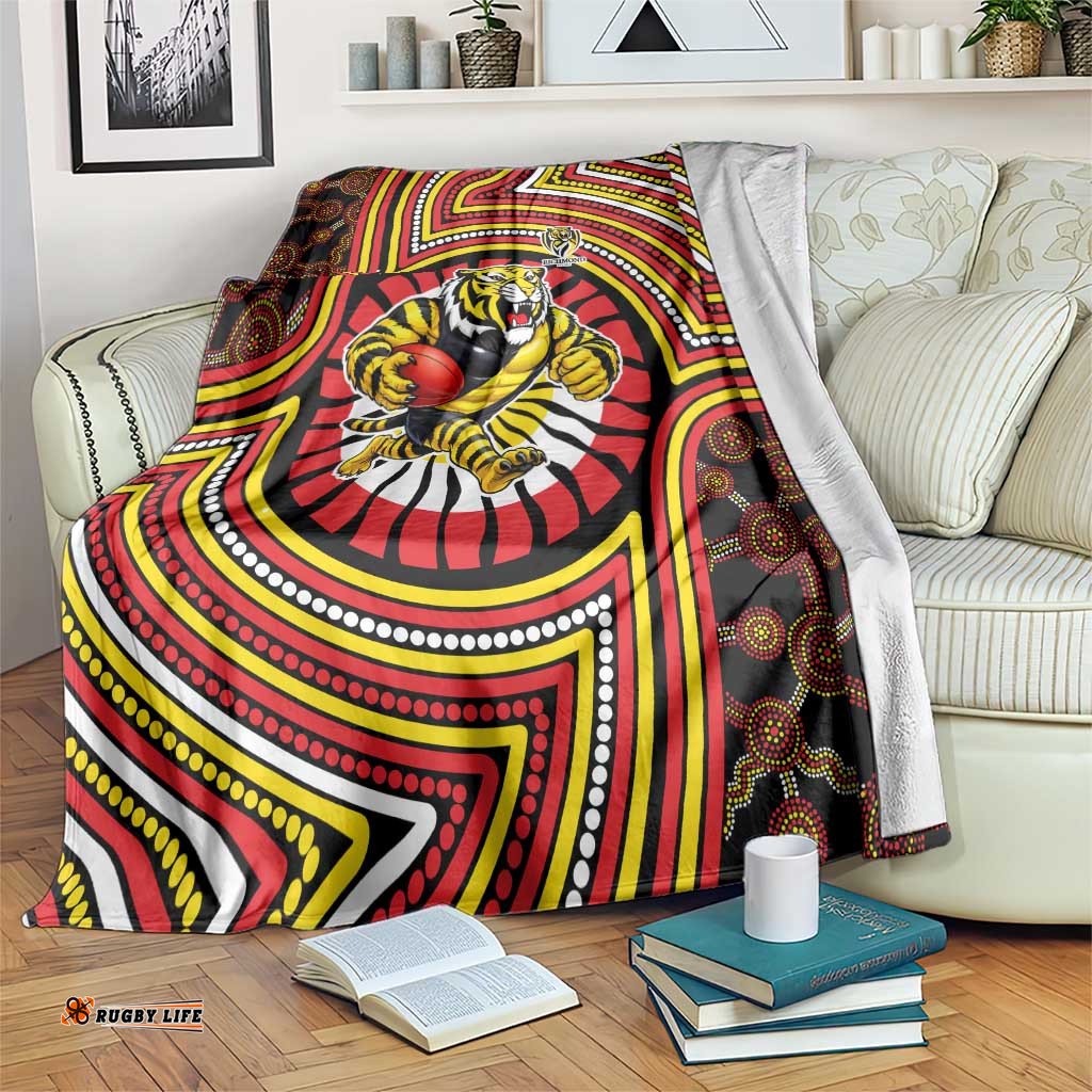 Richmond Football Club Blanket Indigenous Monochrome Dot Art Mascot Style TS04