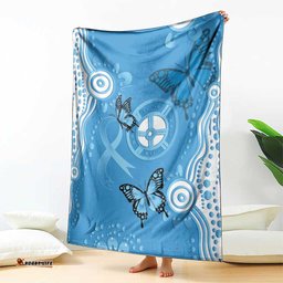 World Diabetes Day Australia Blanket Blue Ribbon Butterfly Aboriginal Art LT14