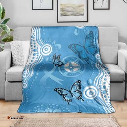 World Diabetes Day Australia Blanket Blue Ribbon Butterfly Aboriginal Art LT14