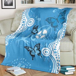 World Diabetes Day Australia Blanket Blue Ribbon Butterfly Aboriginal Art LT14