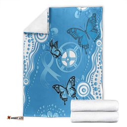 World Diabetes Day Australia Blanket Blue Ribbon Butterfly Aboriginal Art LT14