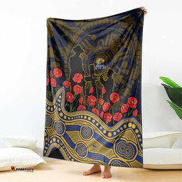 West Coast Eagles ANZAC Day Blanket Indigenous Dot Art with Poppy Flower Tribute TS04