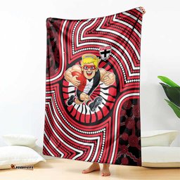 St Kilda Football Club Blanket Indigenous Monochrome Dot Art Mascot Style TS04