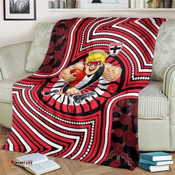 St Kilda Football Club Blanket Indigenous Monochrome Dot Art Mascot Style TS04