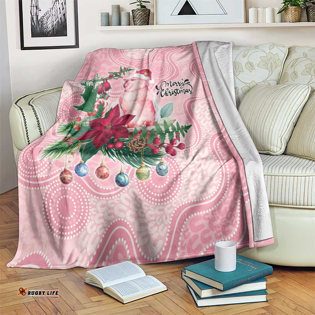 Watercolor Pink Galah Flowers Blanket Australia Christmas Vibes LT9