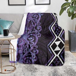 Purple Aotearoa Blanket Taniko Motifs With Paua Shell Kowhaiwhai LT14