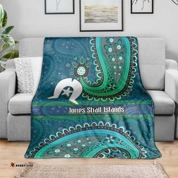 Torres Strait Islands Blanket Dhari Emblem Vibrant Teal Indigenous TS04