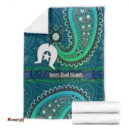 Torres Strait Islands Blanket Dhari Emblem Vibrant Teal Indigenous TS04