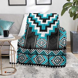Turquoise Taniko Pattern Aotearoa Blanket Niho Taniwha Mix Poutama LT14