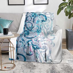 Turquoise Paua Shell Maori Blanket Koru Kowhaiwhai LT7