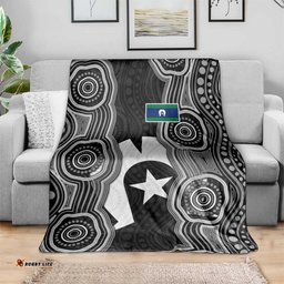 Torres Strait Islander Blanket Flag Feather Headdress Indigenous Dotwork Tribal Art TS04