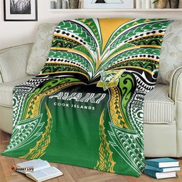 Cook Islands Rugby League Blanket Avaiki Tatau Tribal Motifs Black Color LT03