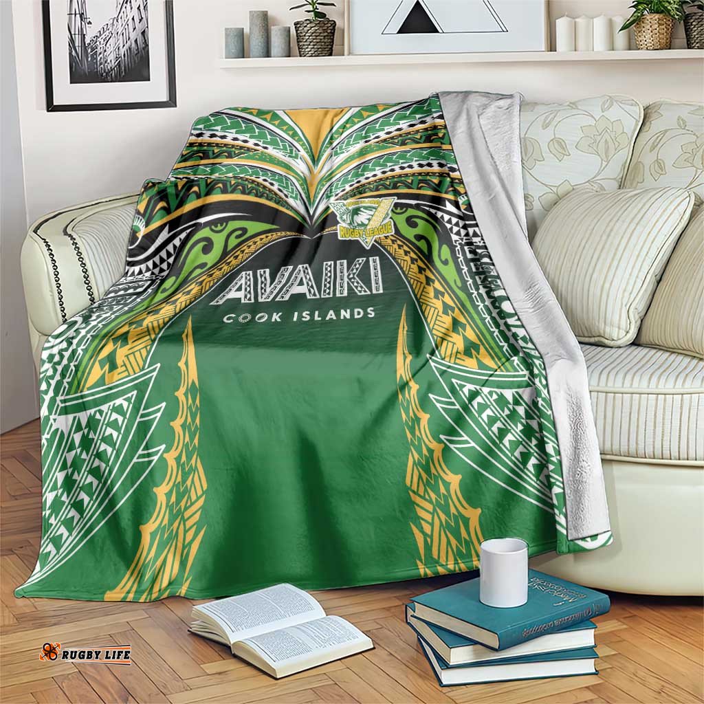 Cook Islands Rugby League Blanket Avaiki Tatau Tribal Motifs Black Color LT03