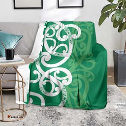 Pounamu Green Maori Blanket Koru Kowhaiwhai LT7